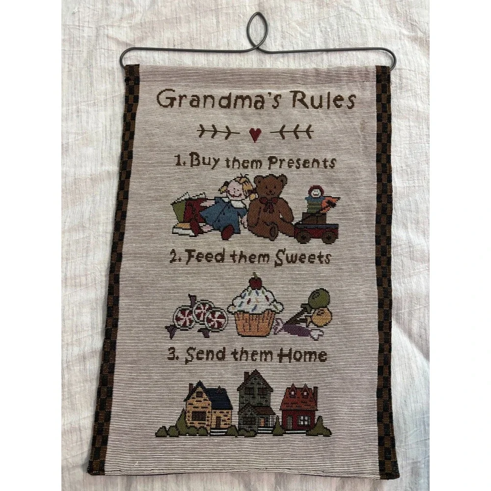 Grandma’s Rules Tapestry Wall Hanging Throw Blanket Style Decor Made USA